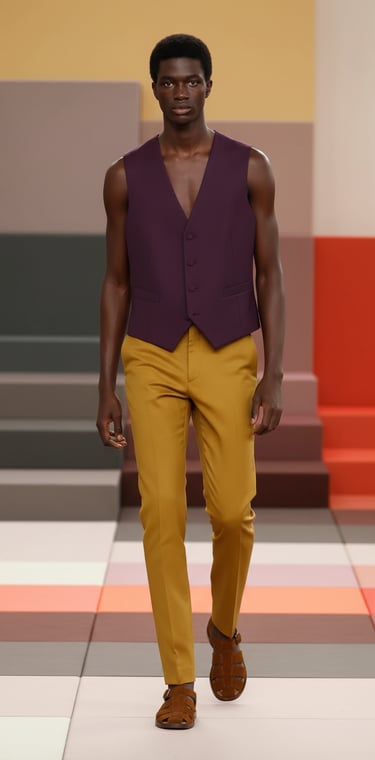 Pantalón de vestir hombre corte recto color mostaza tiro alto con pinzas tendencia 2026"