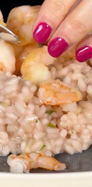 Completa il risotto con i gamberi e bottarga