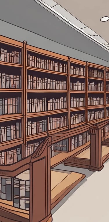 a library with a lot of bookshelves and a chair