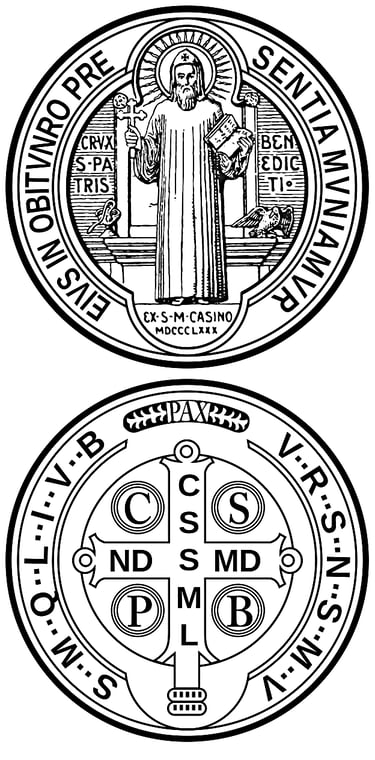 Saint Benedict medal line drawing