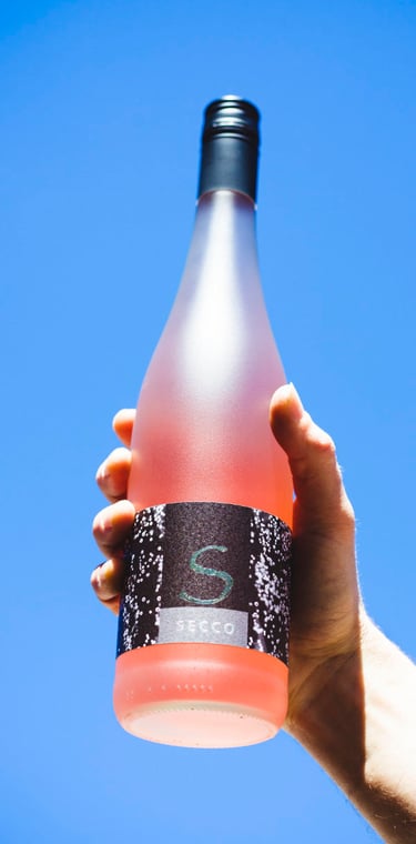 Bottle of rose wine.