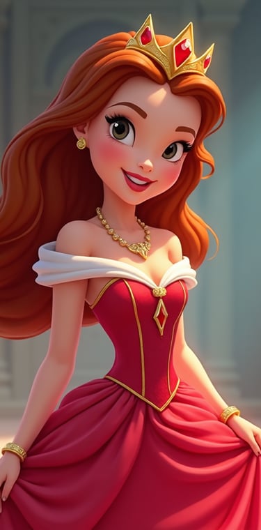 a beautiful young princess in a red dress