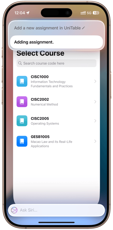 add assignment with siri