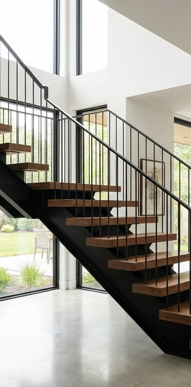 Escalera metálica de diseño con barandilla, Murcia