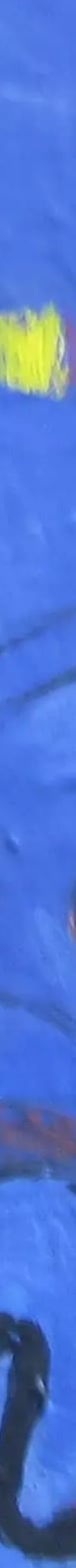 extrait d'une peinture sur le thème des racines en bleue avec comme un soleil jaune