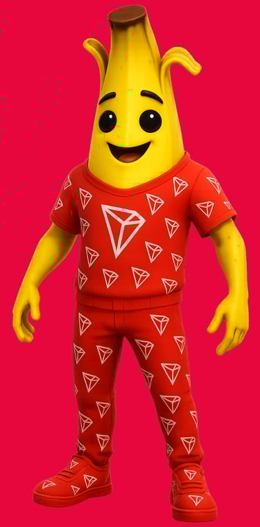 a banana banana peeler wearing a red shirt and pants