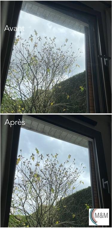 Avant après remise en état de vitres bois-guillaume M&M