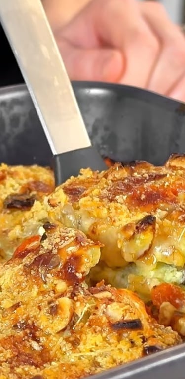 Bake until a golden, crispy crust forms on top