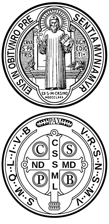 Saint Benedict medal line drawing