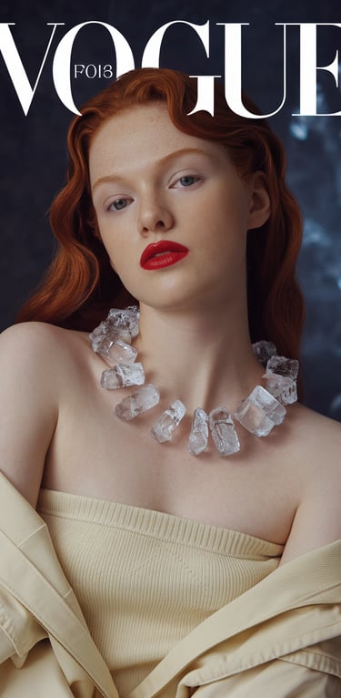 Femme rousse couverture de magazine Vogue
