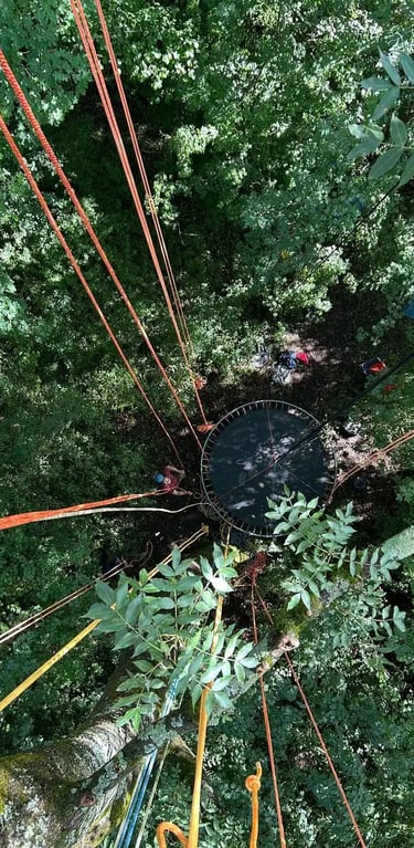 plateforme vue d'en haut en cours d'installation