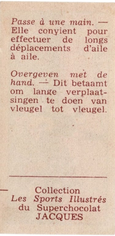 1930s Jacques Chocolat Les Sports Illustres Serie S Type 1 1933 Belgium Basketball Card #10 (back)