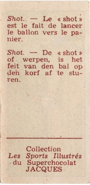 1930s Jacques Chocolat Les Sports Illustres Serie S Type 1 1933 Belgium Basketball Card #8 (back)