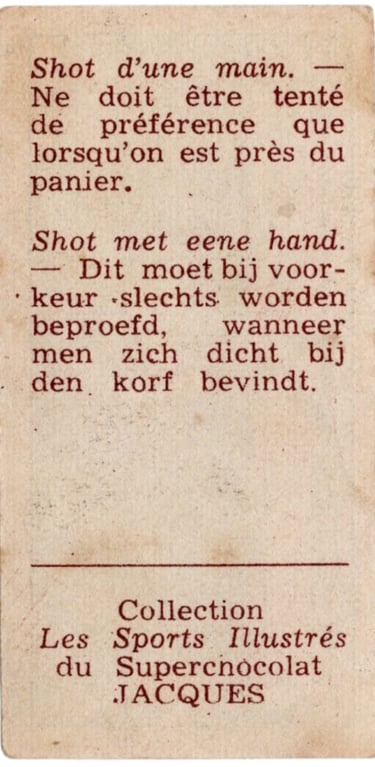 1930s Jacques Chocolat Les Sports Illustres Serie S Type 1 1933 Belgium Basketball Card #9 (back)