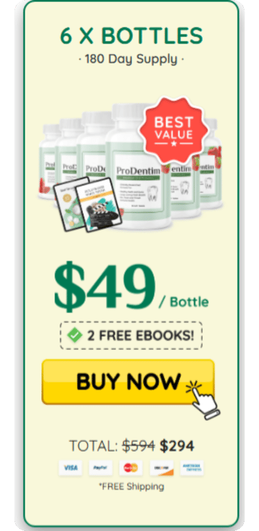 Bottle of ProDentim probiotic supplement supporting dental and gum health