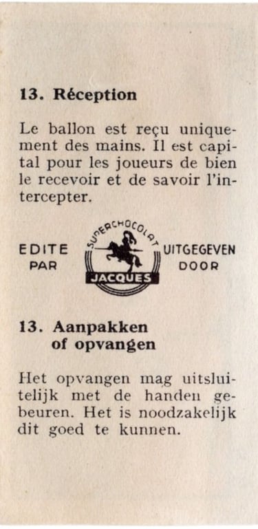 1930s Jacques Chocolat Les Sports Illustres Serie S Type 2 1933 Belgium Basketball Card #13 (back)