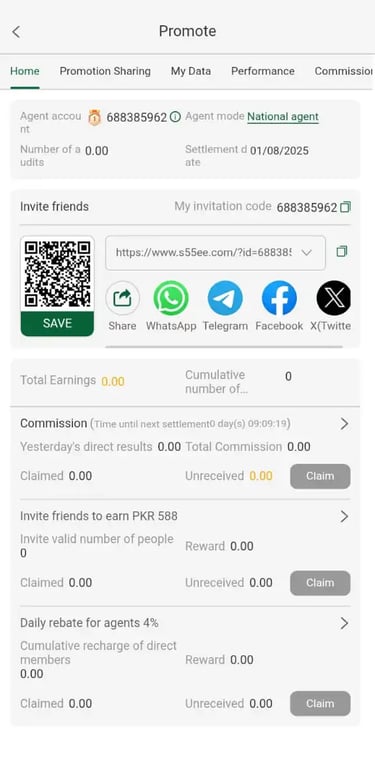 Invite friends using S55 Game referral code and earn bonus coins after each successful registration and gameplay.