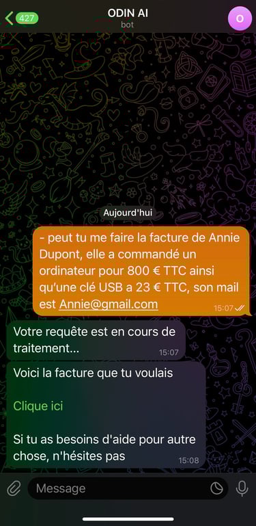 Voici à quoi ressemble une requête ( simplifiée ) que vous pouvez demander à ODIN 