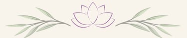 Elegant purple lotus flower outline flanked by green willow leaf branches on a cream background.