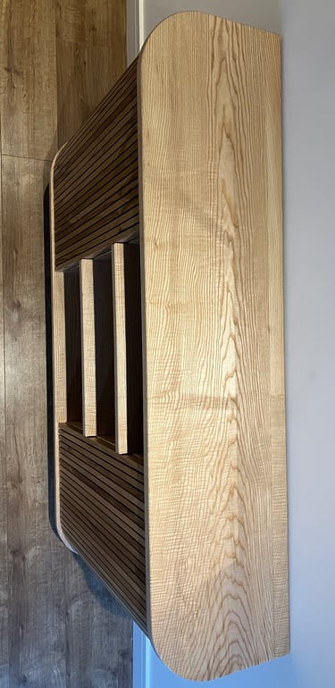 Oak and ash sideboard bookcase curved doors oak strips furniture