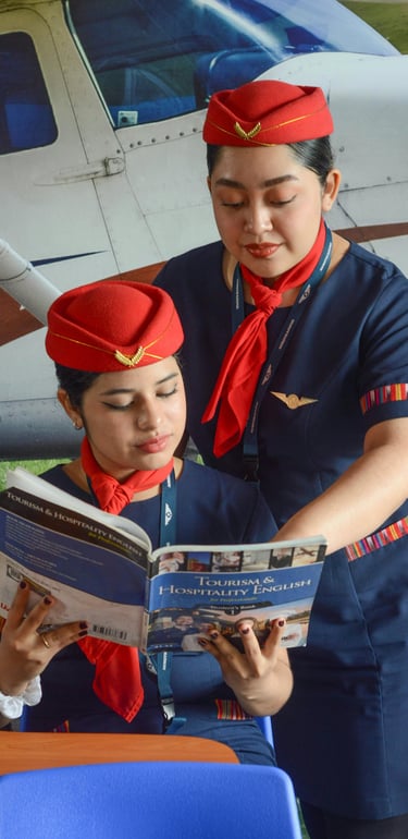 a woman in uniform is reading a book