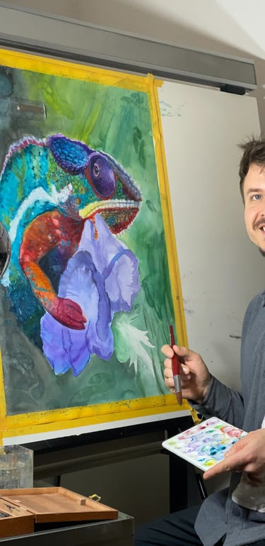 Paul Surkow Surkow Art Aquarellmalerei Tuebingen chamaleon malen