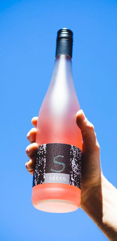 Bottle of rose wine.