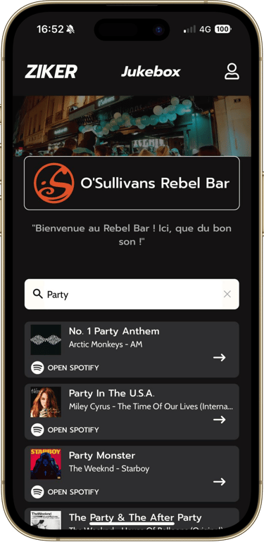 ZIKER : Jukebox dématérialisé pour les bars.