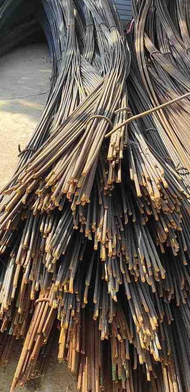 Close-up View of 8mm TMT Bar Showing Ribbed Surface – Export Quality Reinforcement Steel