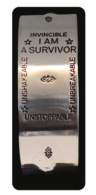 Silver "I AM A SURVIVOR" Cuff Bracelet