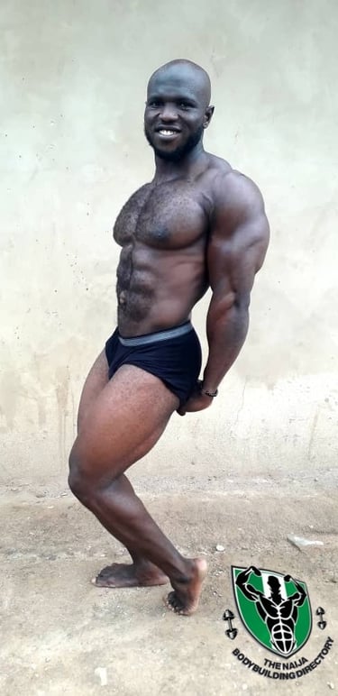 Abuja bodybuilder side triceps pose