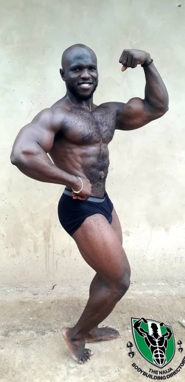 Abuja bodybuilder single bicep pose
