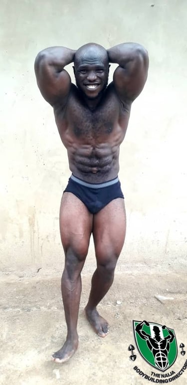 Abuja bodybuilder abdominal and thigh pose