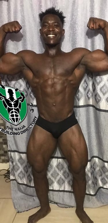 Abuja bodybuilder front double biceps  pose