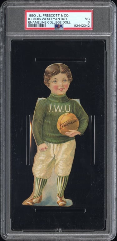 1899 J.L. Prescott Enameline Basketball Wesleyan Doll Card