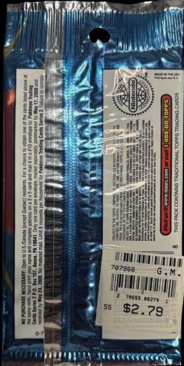 Booster pack Topps Pokémon series 2 US Canadien back