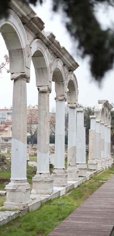 White stone pillars of Thyatira in Turkey