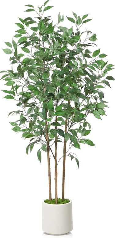 5ft Artificial Ficus Tree – Lifelike Indoor Plant for Scandinavian Dining Room Corner Décor
