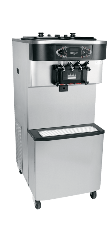 Taylor soft serve ice cream machine with triple dispensing handles.
