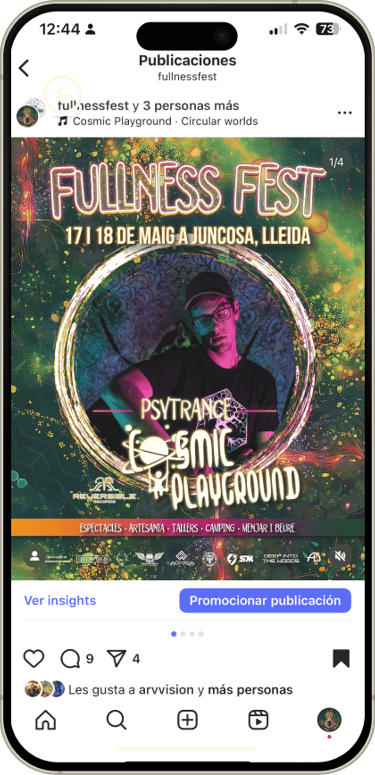 Fullness Fest post instagram disseny comunicació festival psytrance