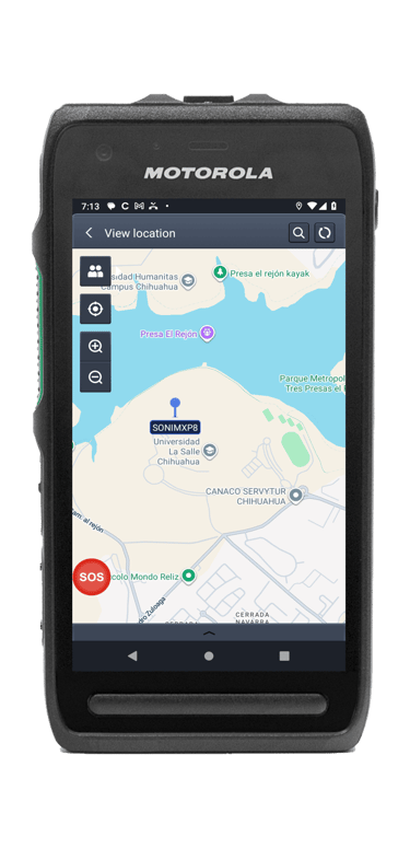 Motorola LEXL11 with Professional PTT License Showing Map