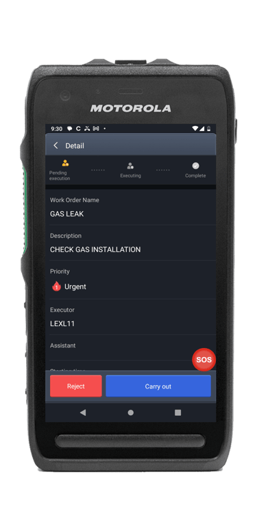 Motorola LEXL11 with Industrial PTT License showing Task Management