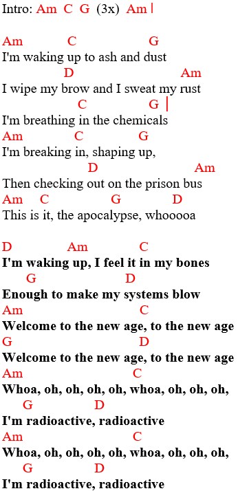 Imagine Dragons chords and lyrics 1