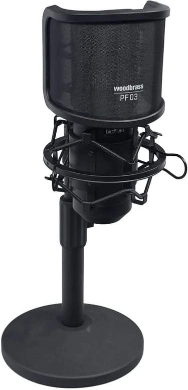 WOODBRASS Bird UM1 Pack Podcast Negro - Micrófono USB Cardioide con condensador PC y Mac