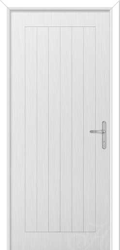 white front door with no glass