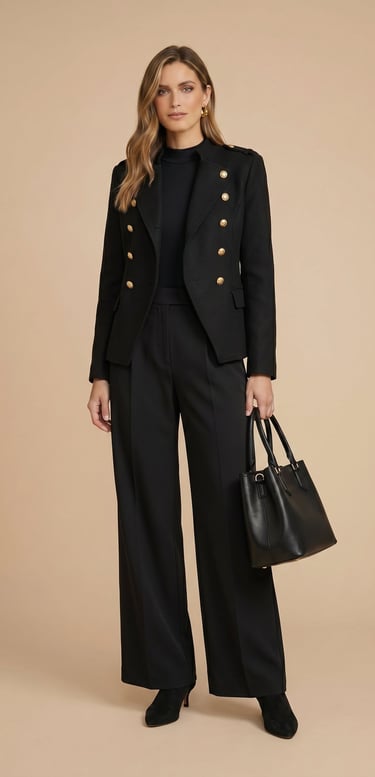 pantalon palazzo de pierna ancha tiro alto negro azabache para mujer