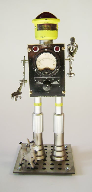 Assemblage robot named Shrek by Santa Barbara artist Tal Avitzur.