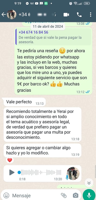 valoraciones y reseñas reales de Yeray Sánchez de RIB teacher