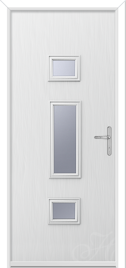 white door with three pieces of glass
