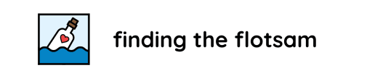 Finding the Flotsam logo featuring a message in a bottle icon floating on ocean waves.